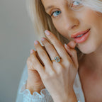 Gold or Silver Green Quartz Ring - Luna