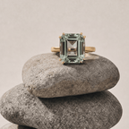 Gold or Silver Green Quartz Ring - Luna