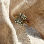 Gold or Silver Green Quartz Ring - Luna