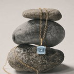 Large Gold Blue Topaz Necklace - Astrid