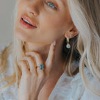 Gold or Silver Ocean Blue Topaz Ring - Bali