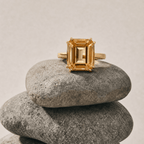 Gold or Silver Vintage Citrine Gemstone Ring - Isla