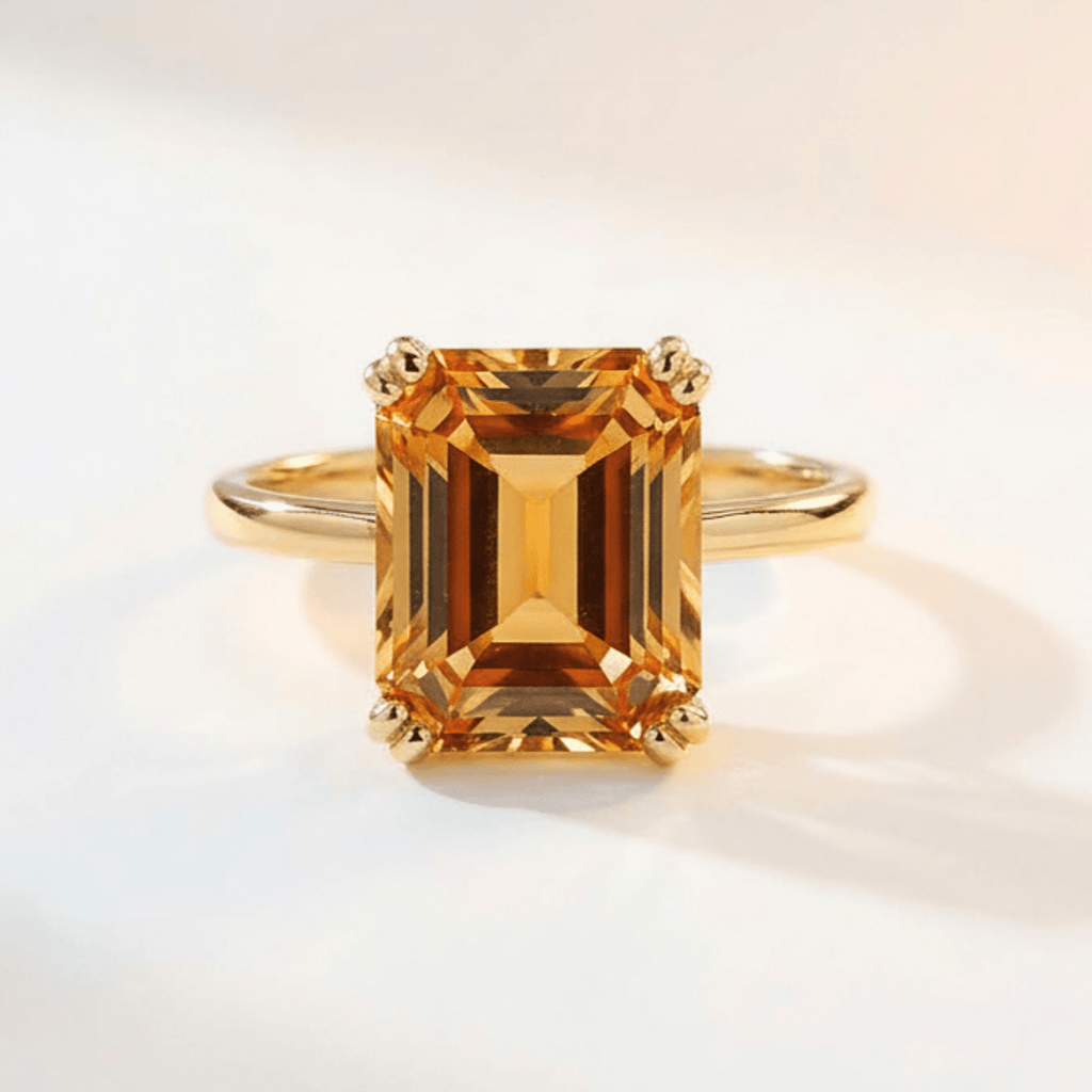 Gold or Silver Vintage Citrine Gemstone Ring - Isla