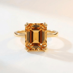 Gold or Silver Vintage Citrine Gemstone Ring - Isla