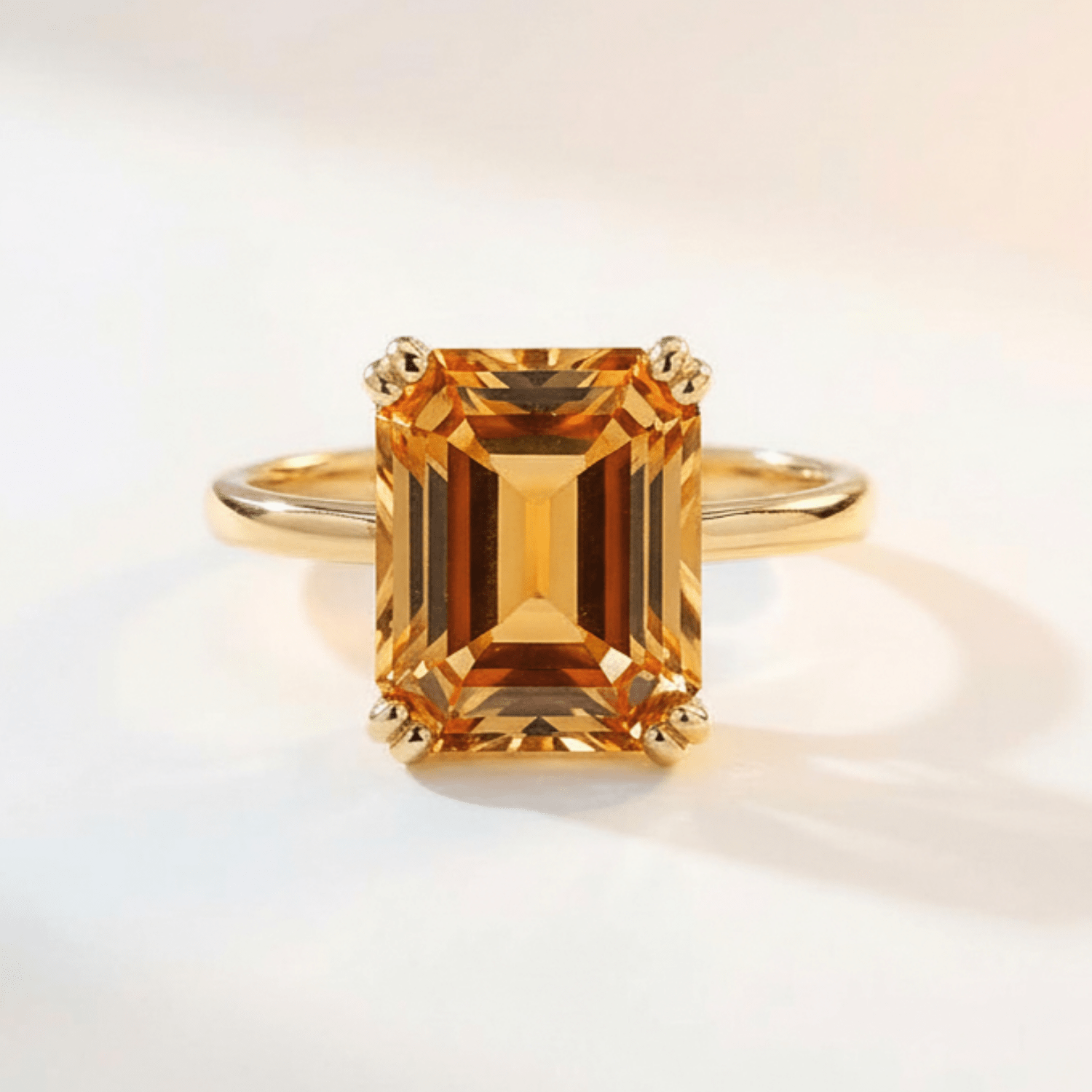 Gold or Silver Vintage Citrine Gemstone Ring - Isla