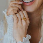 Gold or Silver Vintage Citrine Gemstone Ring - Isla