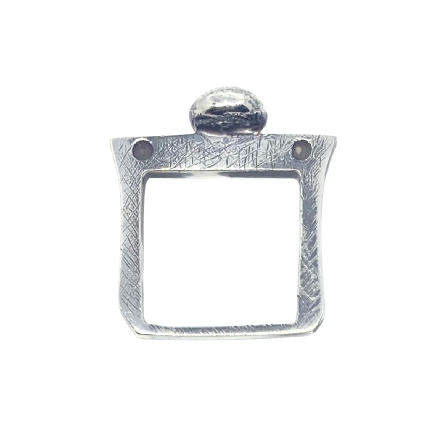 Square Pebble Ring – Oxide & Polish Finish- Recycled Sterling Silver- One Of A Kind