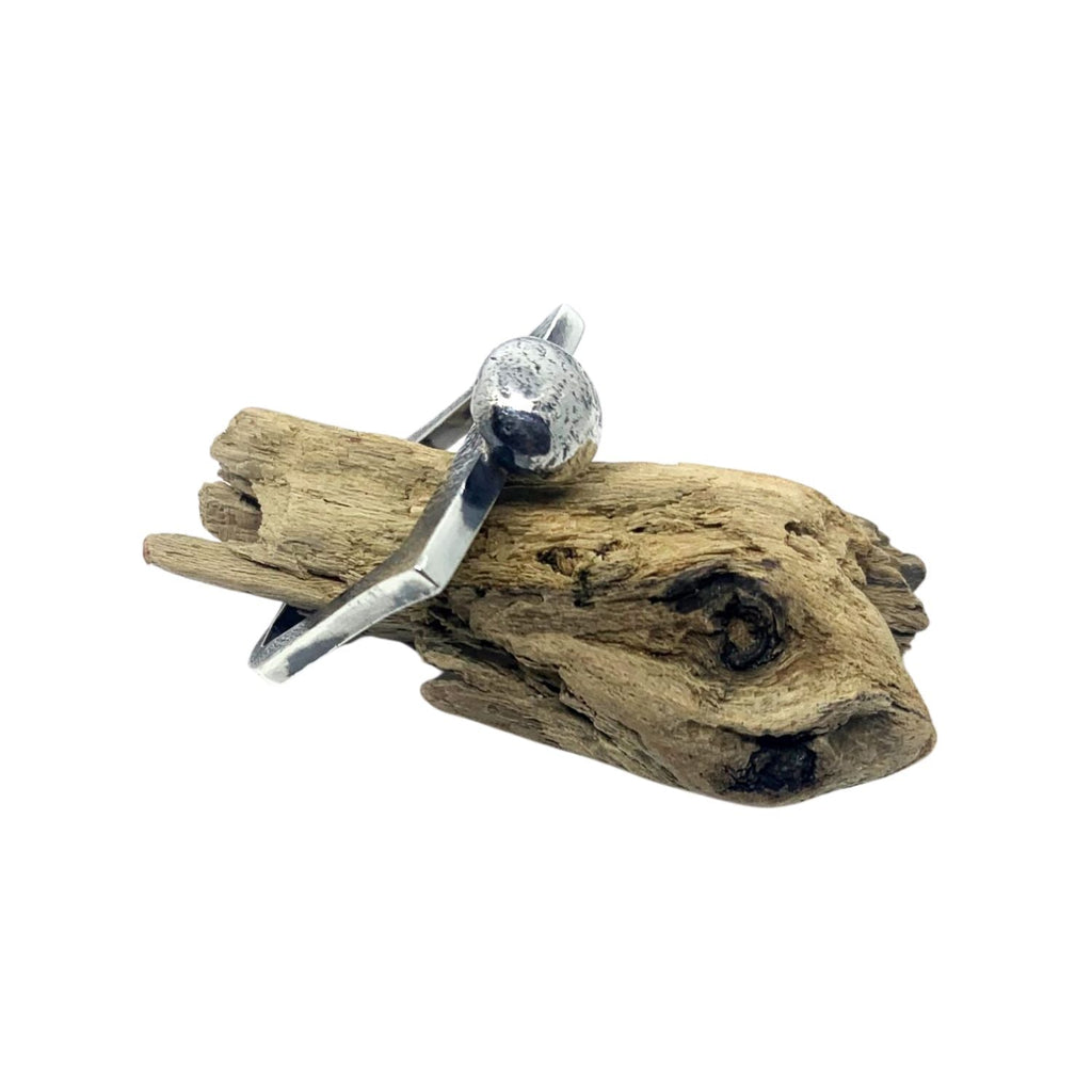 Square Pebble Ring – Oxide & Polish Finish- Recycled Sterling Silver- One Of A Kind