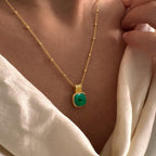 Tetra Square Gemstone Pendant: Green Onyx