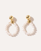 Stacked Circle Pearl Earrings