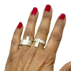 Sterling Silver Unisex Puzzle Stackable Ring | Versatile Modern Design