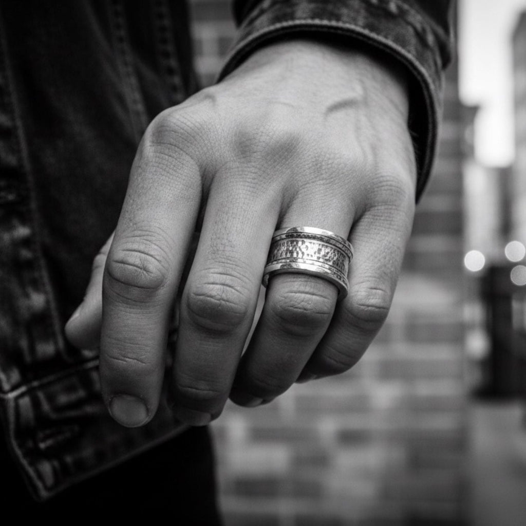 Street Ring – Sterling Silver Men’s Band with Oxidised Finish