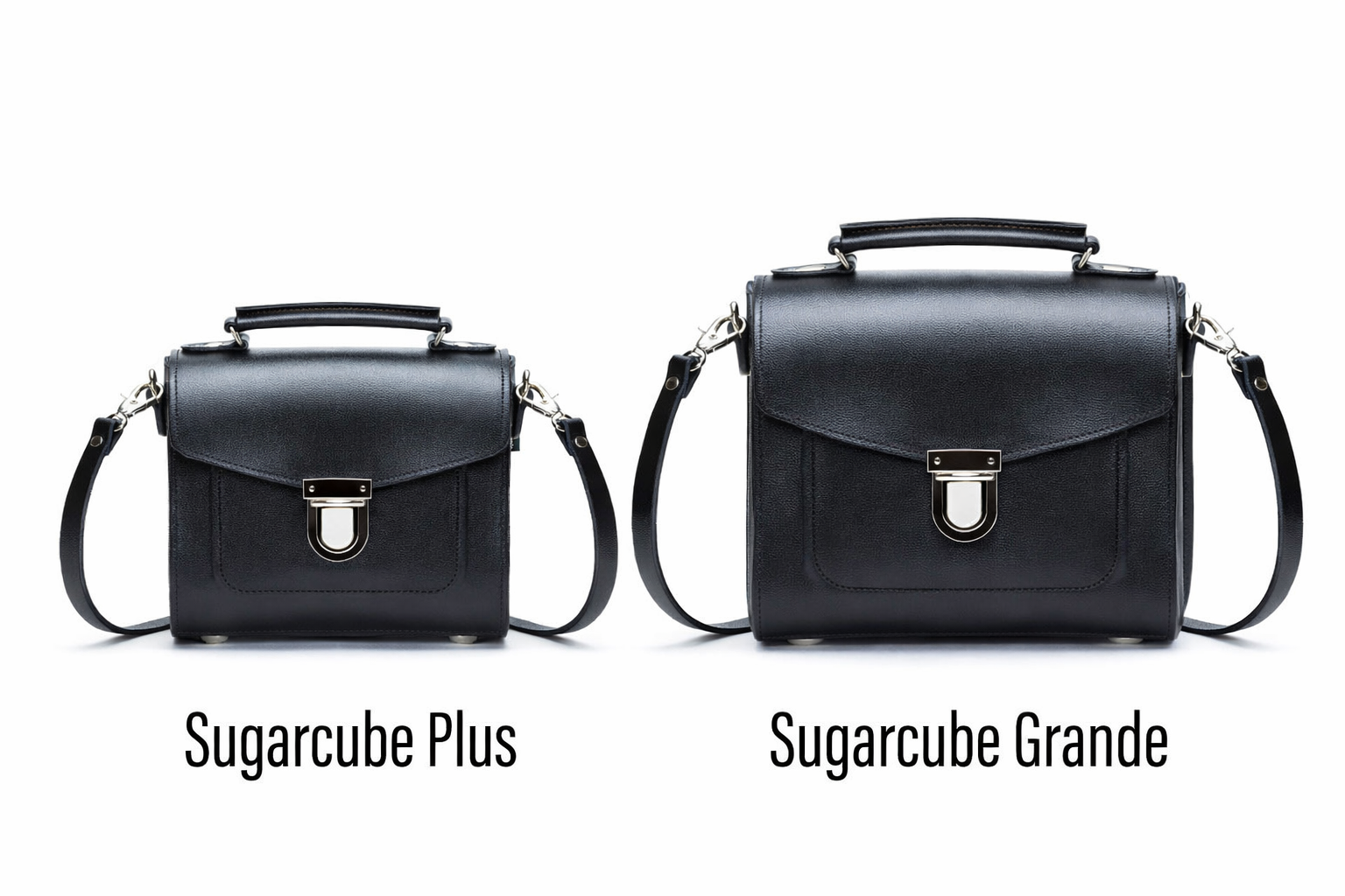 Handmade Leather Sugarcube Handbag - Black