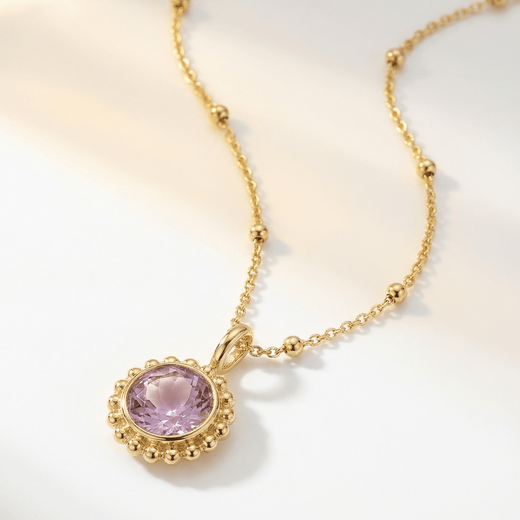 Sunburst Necklace - Amethyst in Gold or Silver