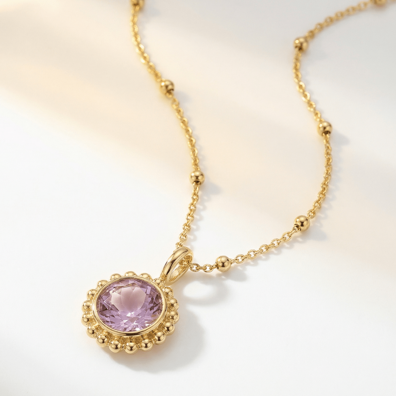 Sunburst Necklace - Amethyst in Gold or Silver