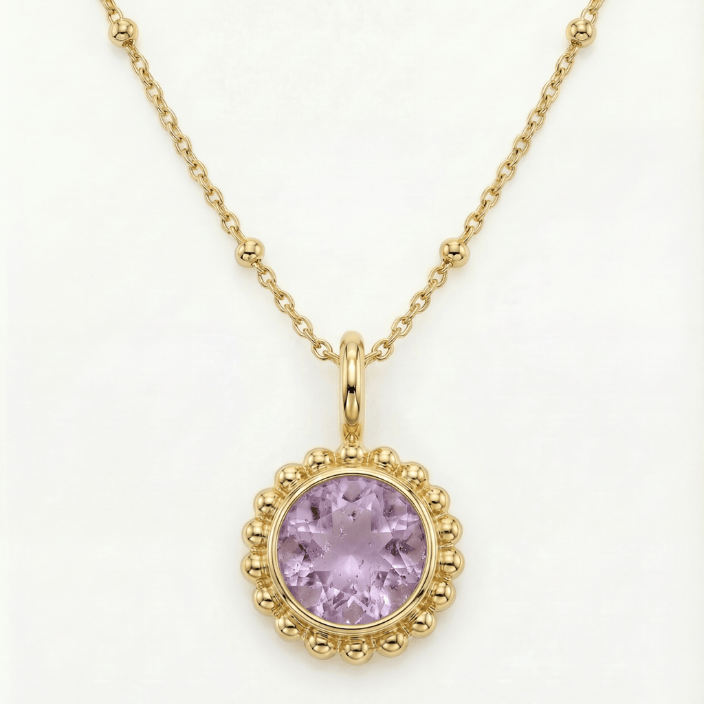 Sunburst Necklace - Amethyst in Gold or Silver