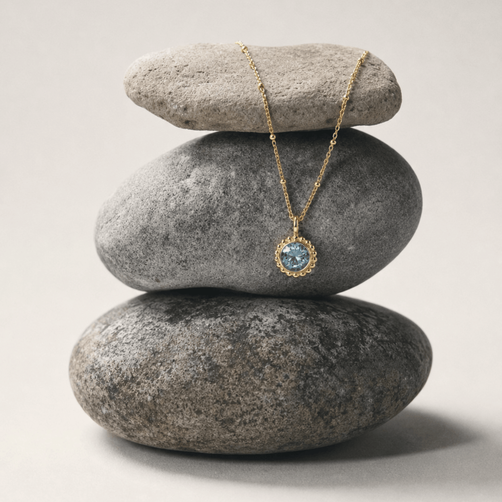 Sunburst Necklace - Sky Blue Topaz in Gold or Silver