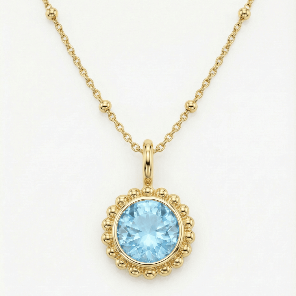 Sunburst Necklace - Sky Blue Topaz in Gold or Silver