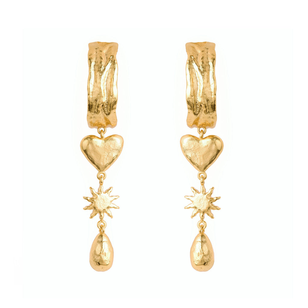 Sun, Rain and Hearts Drop Earrings