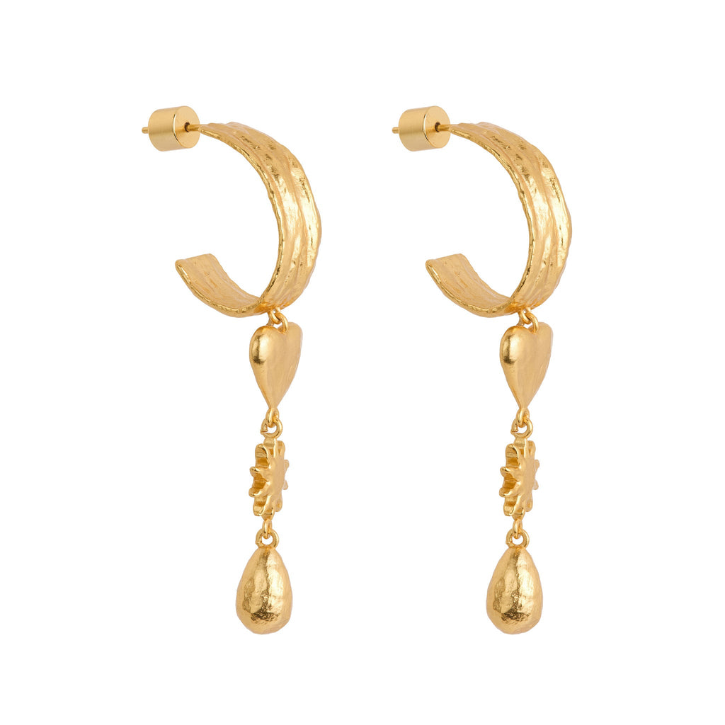 Sun, Rain and Hearts Drop Earrings