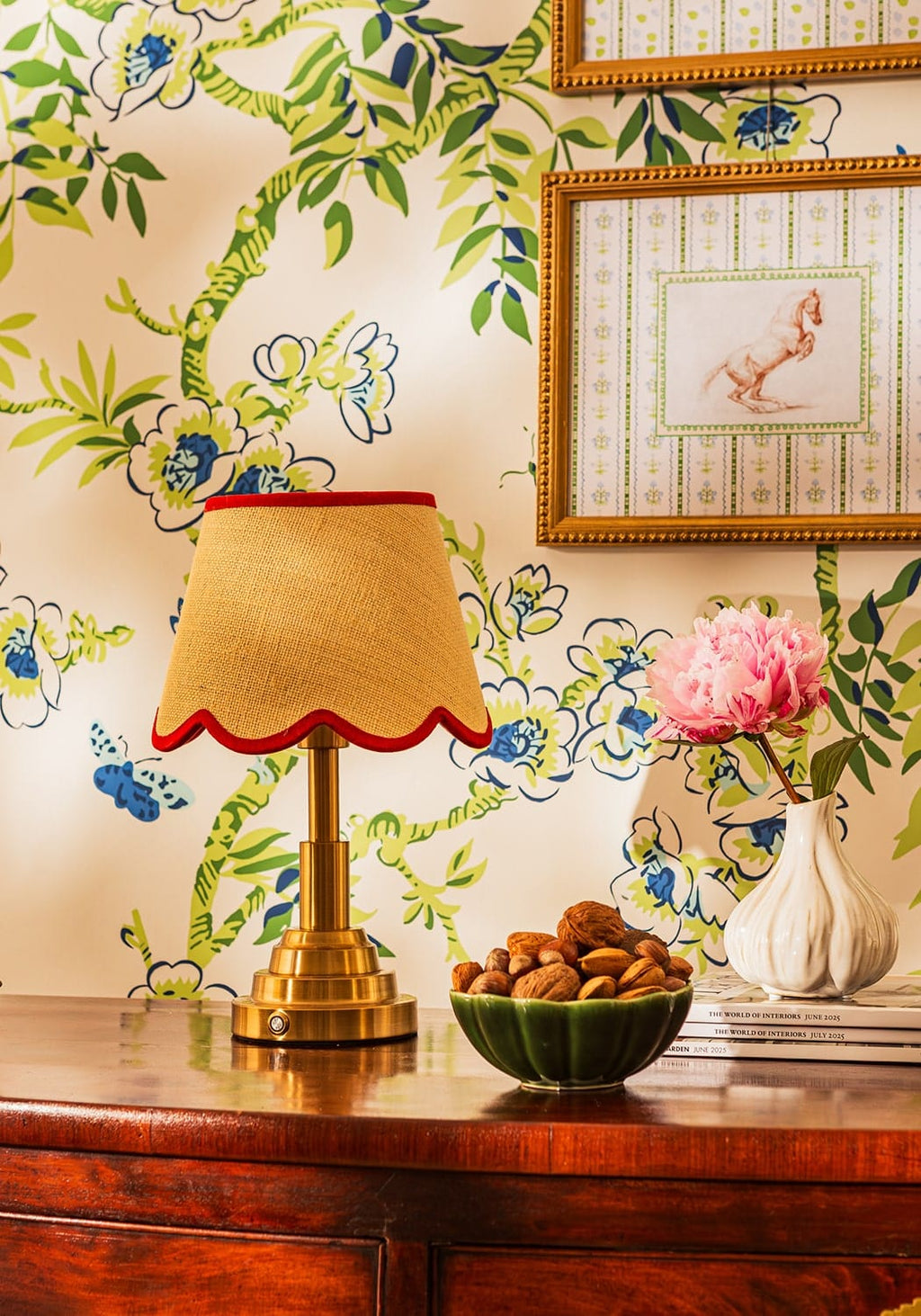 Sweet Red Trim Scalloped Lampshade