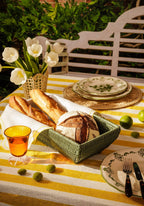 Lucinda Linen Tablecloth Yellow Stripe
