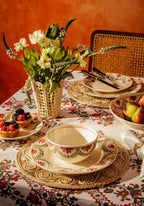 Sommerset Scroll Red Cotton Tablecloth