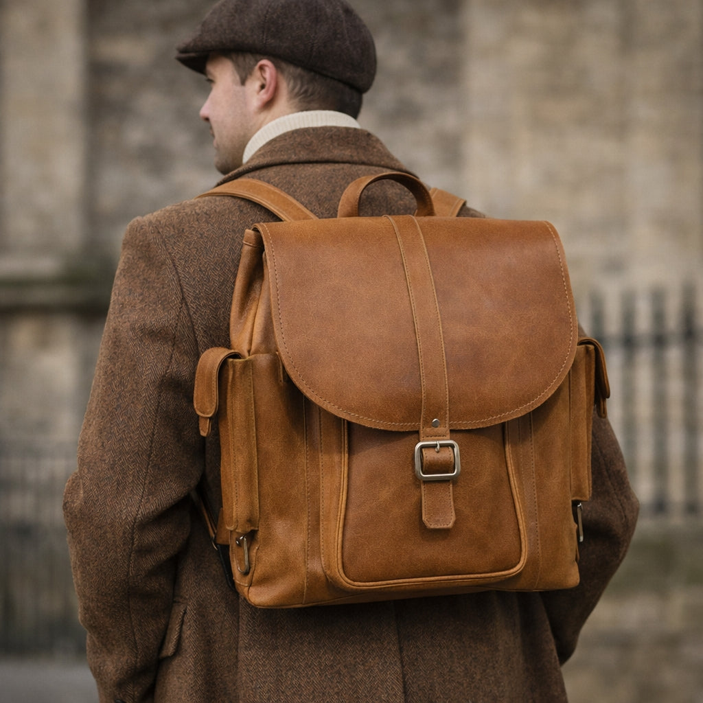 Men's Leather Tannery Backpack - Tan