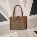 Tannery Tweed & Leather Mini Twist Lock Shopper Bag - Tan
