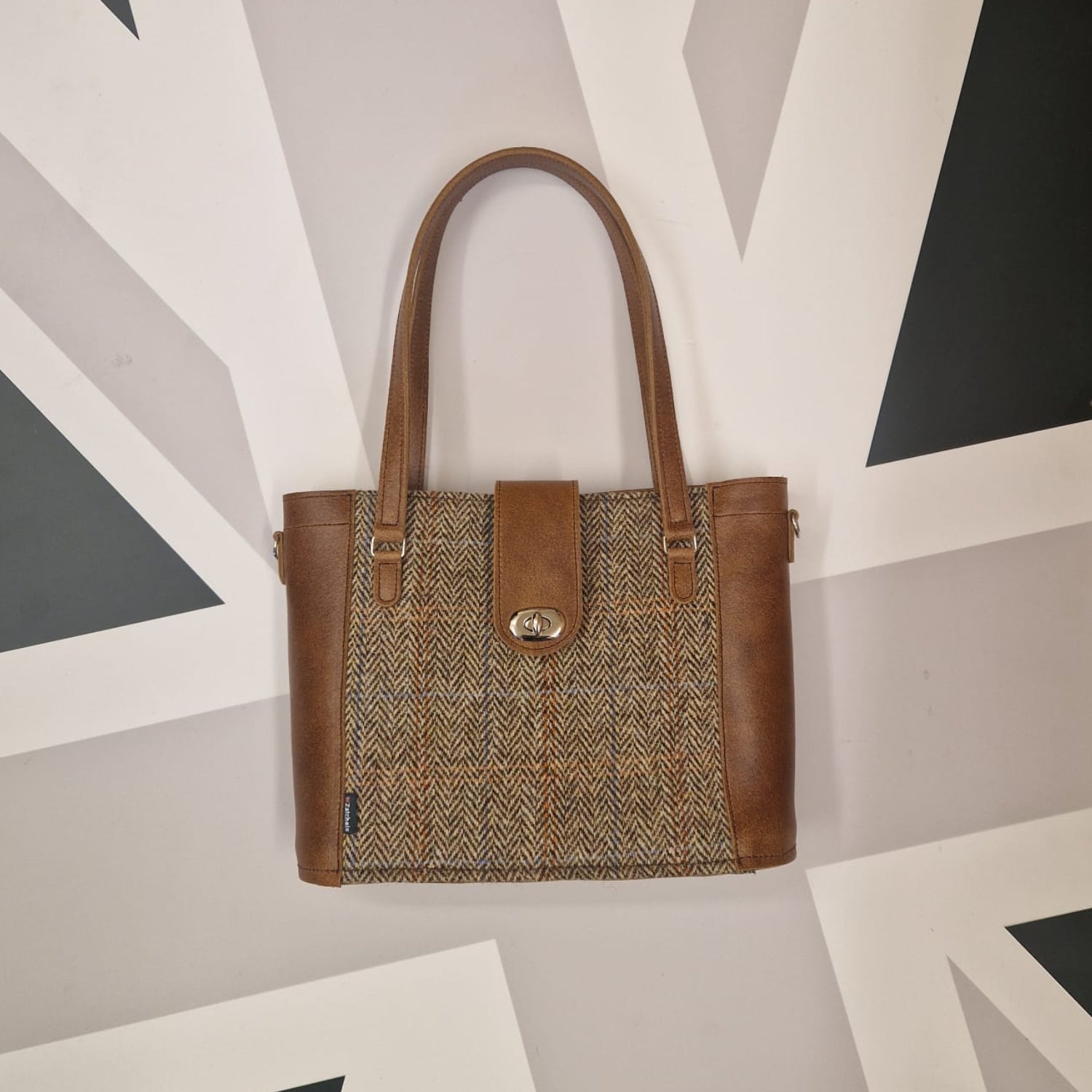 Tannery Tweed & Leather Mini Twist Lock Shopper Bag - Tan