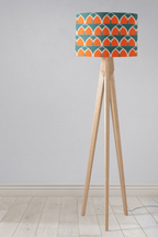 Teal and Orange Drum Lampshade, Geometric Arches Design Shade for Table, Floor or Ceiling Pendant Light