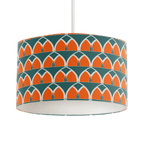 Teal and Orange Drum Lampshade, Geometric Arches Design Shade for Table, Floor or Ceiling Pendant Light