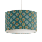 Teal Drum Lampshade, Retro Circles Design Shade for Table, Floor or Ceiling Pendant Light
