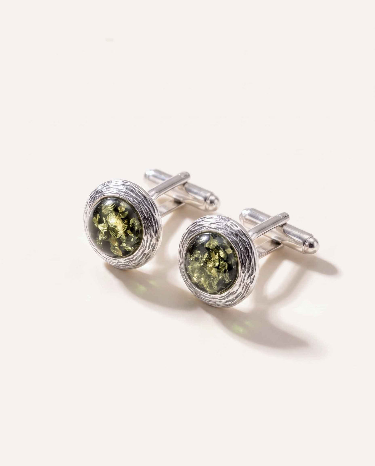 Textured Frame Green Amber Cufflinks