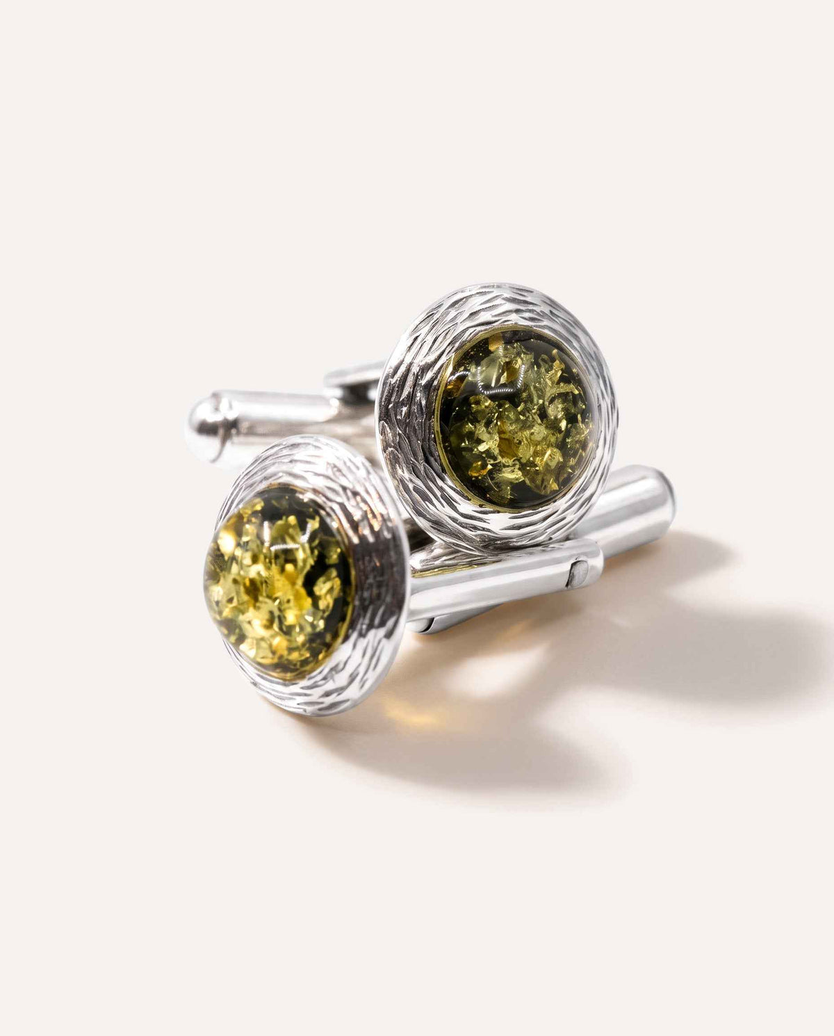 Textured Frame Green Amber Cufflinks