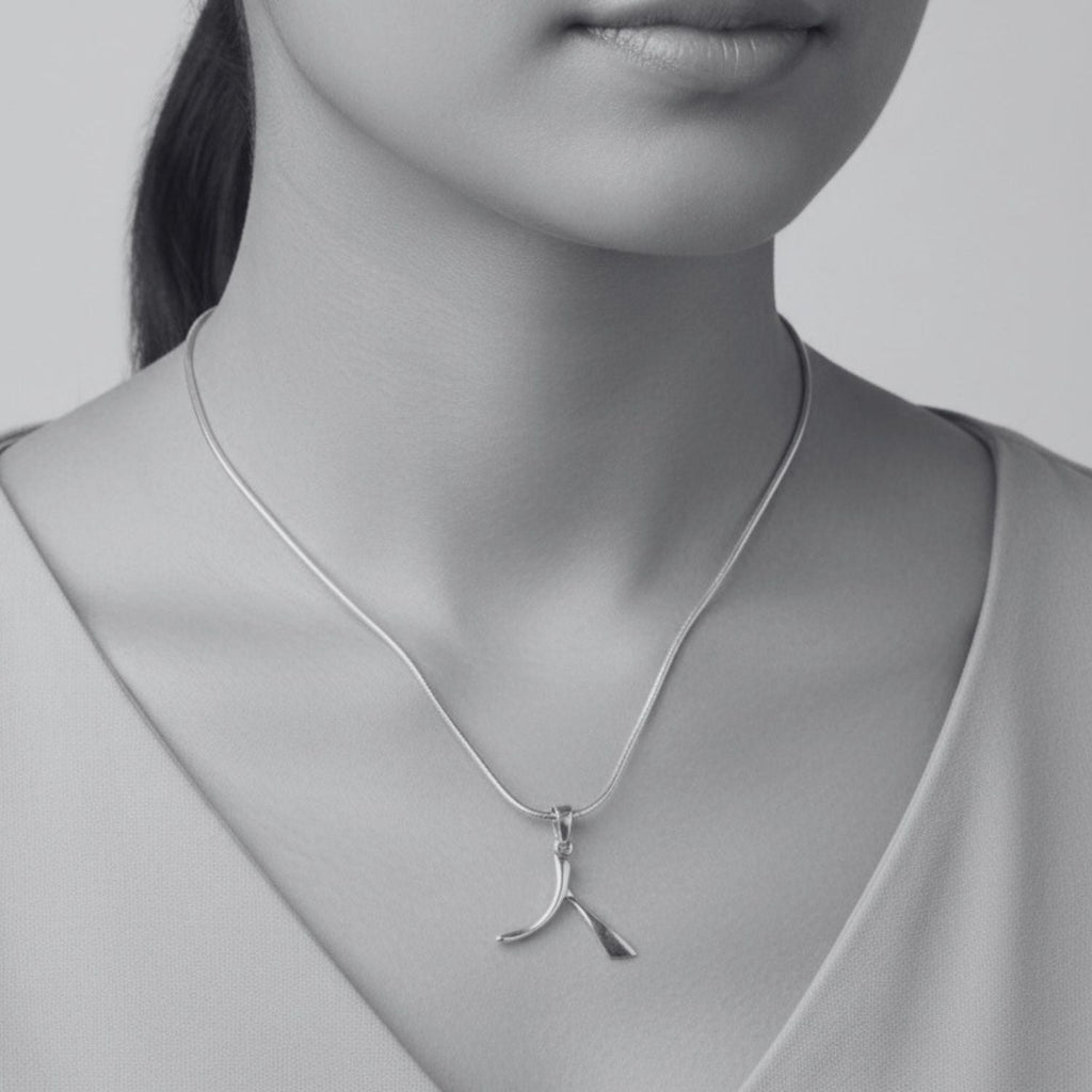 Kanji "Person" Pendant Necklace – Sterling Silver 925 Snake Chain