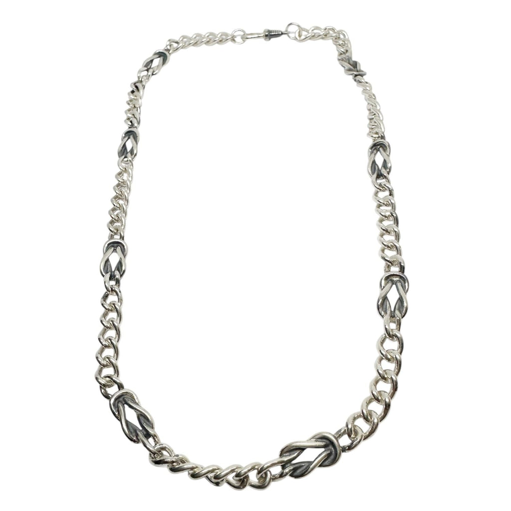Men’s Sterling Silver Nautical Knot Necklace – Curb Chain Design