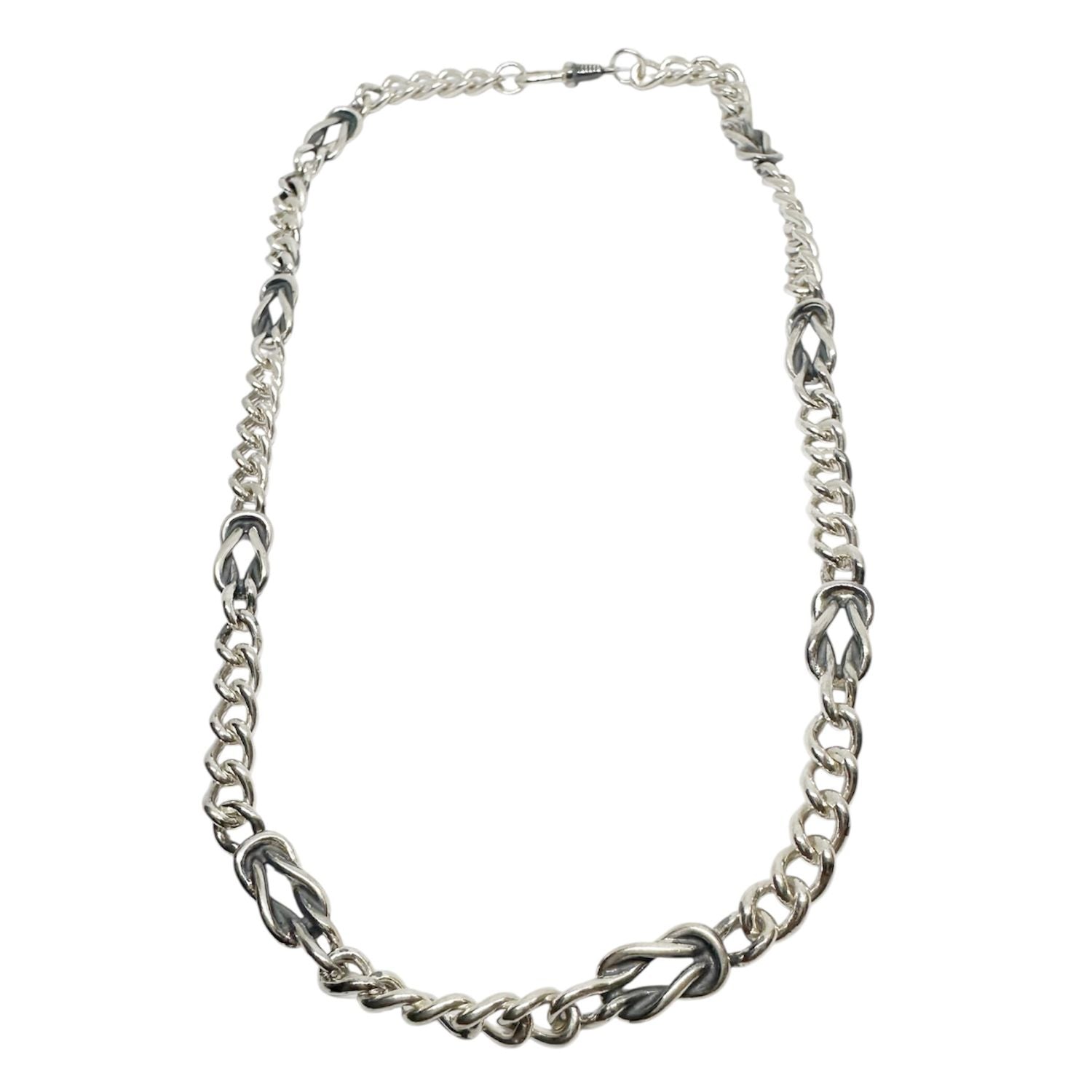 Men’s Sterling Silver Nautical Knot Necklace – Curb Chain Design