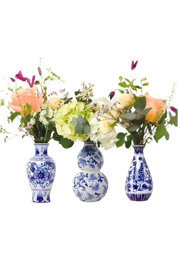 Three Delft Bud Vases