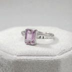 Tidewashed Amethyst Ring - Octagonal Amethyst & Hammered Band