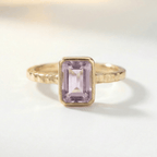 Tidewashed Amethyst Ring - Octagonal Amethyst & Hammered Band