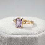 Tidewashed Amethyst Ring - Octagonal Amethyst & Hammered Band