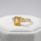 Tidewashed Citrine Ring - Octagonal Citrine & Hammered Band