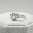 Tidewashed Green Quartz Ring - Octagonal Gemstone & Hammered Band