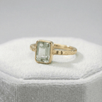 Tidewashed Green Quartz Ring - Octagonal Gemstone & Hammered Band