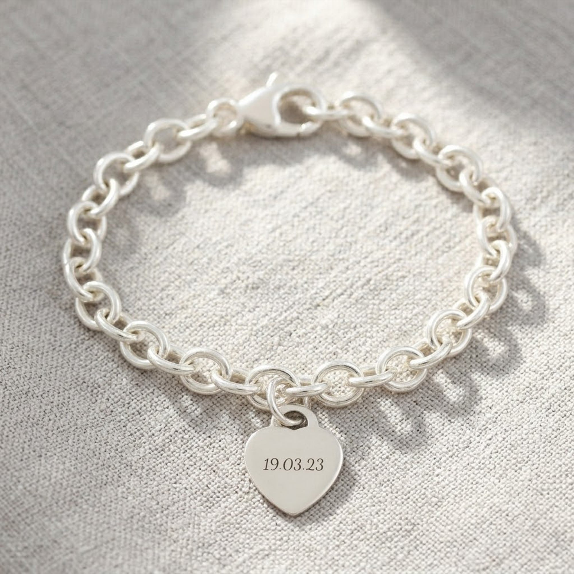 Tiny Heart Tag Personalised Silver Charm Bracelet