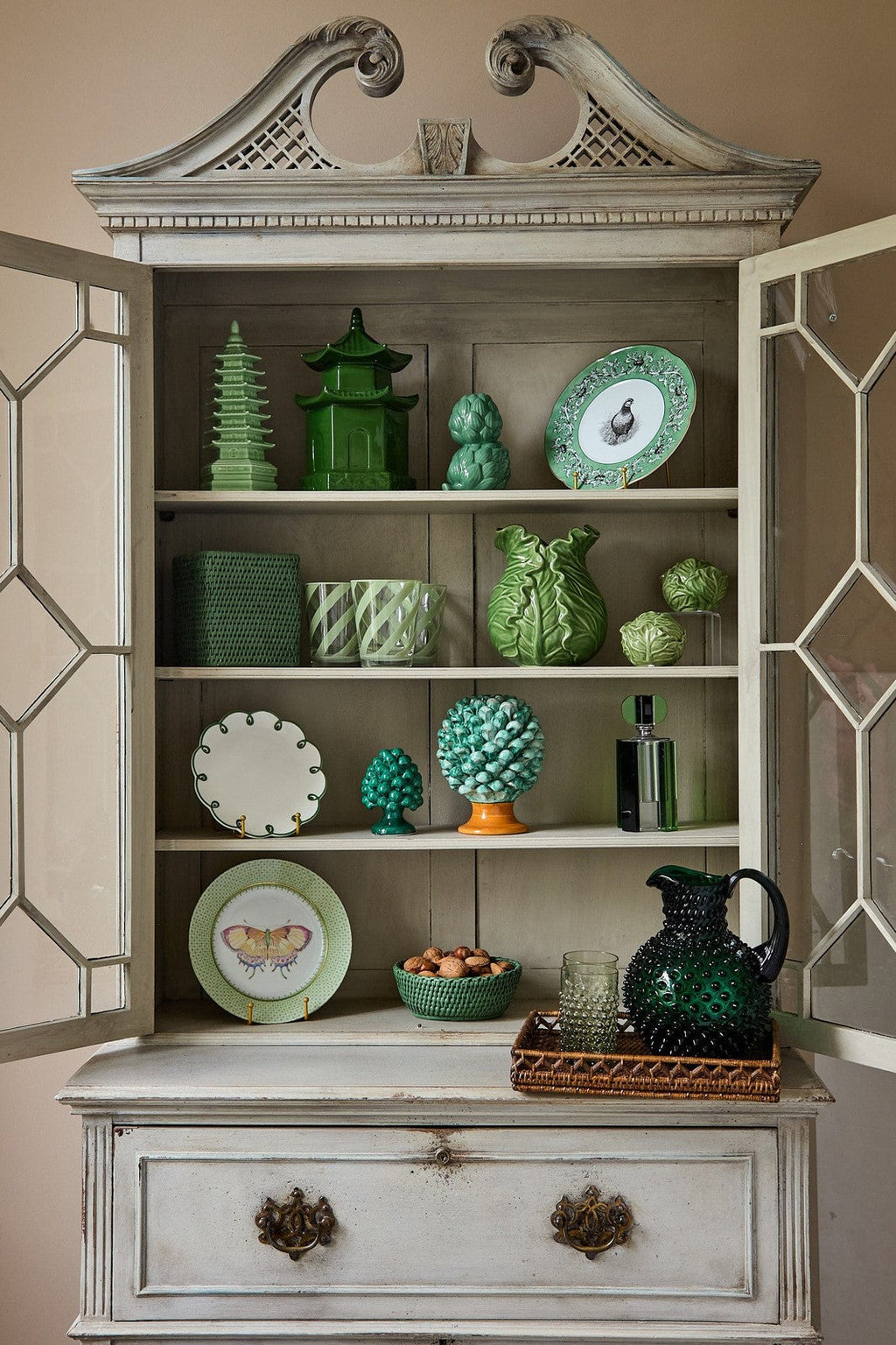 Rattan Tissue Box Cover - Green