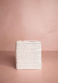 Rattan Tissue Box Cover - White