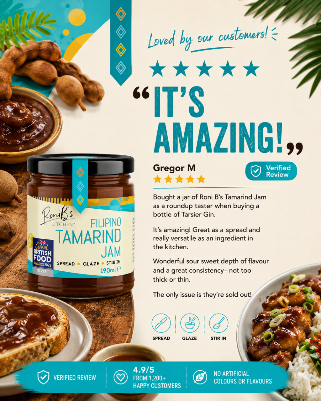 Filipino Tamarind Jam | Great British Food Awards Silver Winner | Perfect with Cheese | 190ml