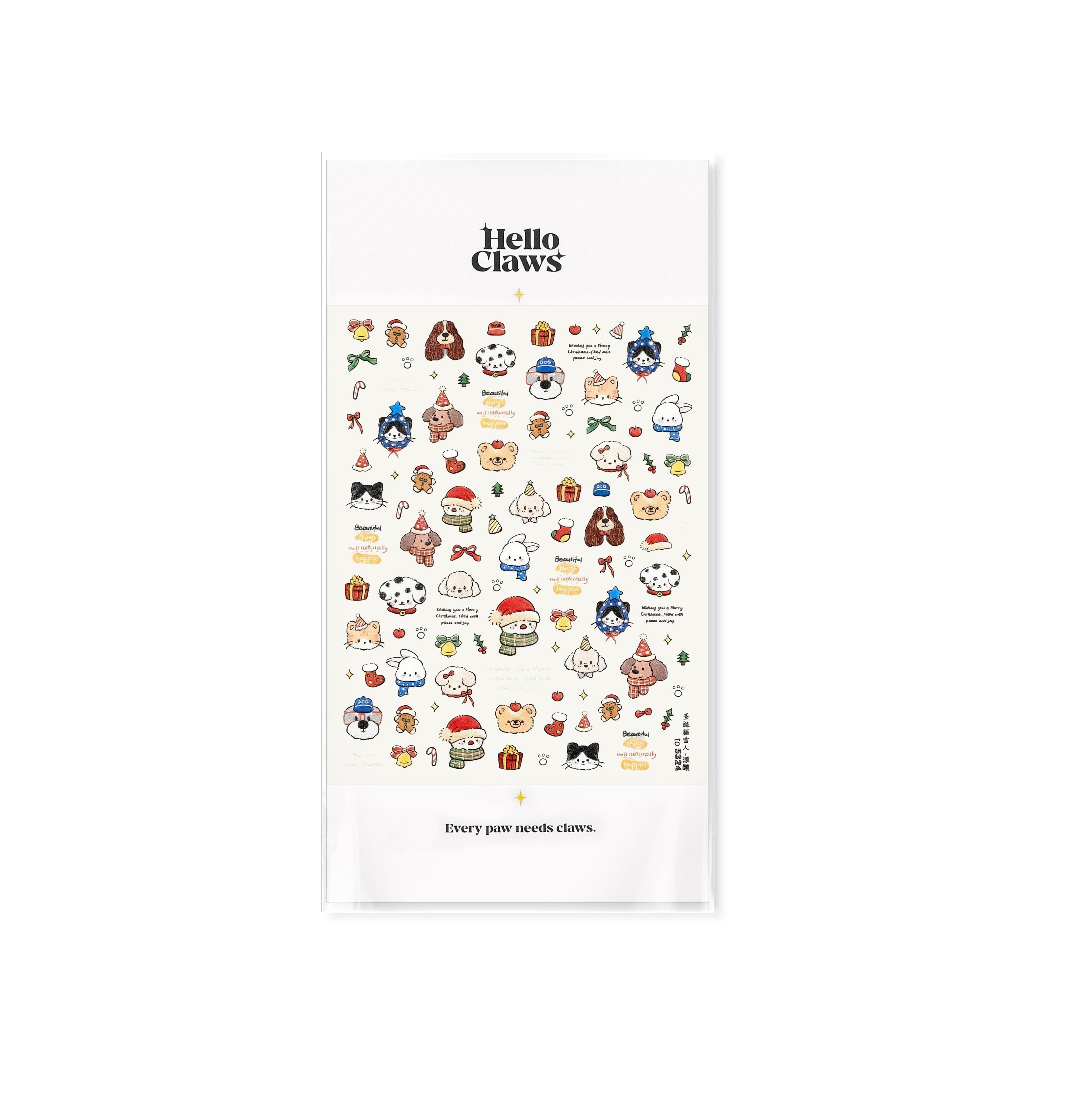 Hello Claws | Christmas Puppy And Kitty Nail Deco Sticker